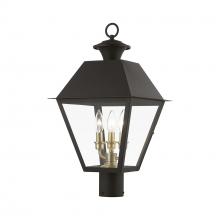  27219-07 - 3 Light Bronze with Antique Brass Finish Cluster Outdoor Large Post Top Lantern