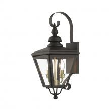  27372-07 - 2 Light Bronze Outdoor Medium Wall Lantern with Antique Brass Finish Cluster