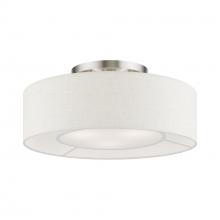  40143-91 - 3 Light English Brushed Nickel with Shiny White Accents Semi-Flush