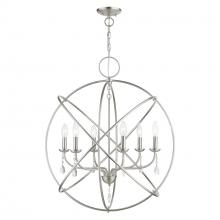  40906-91 - 6 Light Brushed Nickel Globe Pendant Chandelier