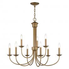  42687-48 - 9 Light Antique Gold Leaf Large 2-Tier Chandelier