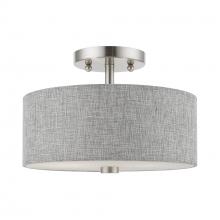  46741-91 - 2 Light Brushed Nickel with Shiny White Accents Semi-Flush