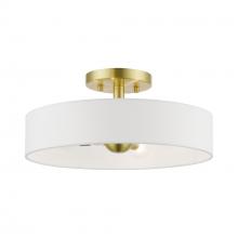  46927-12 - 4 Light Satin Brass with Shiny White Accents Semi-Flush