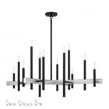  49349-04 - 12 Light Black Extra Large Foyer Chandelier with Brushed Nickel Accents