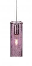  1JC-JUNI10PL-SN - Besa, Juni 10 Cord Pendant, Plum Bubble, Satin Nickel, 1x60W Medium Base