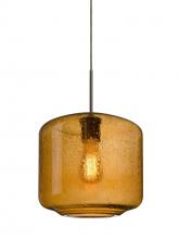  1JC-NILES10AM-EDIL-BR-L - Besa Niles 10 Pendant, Amber Bubble, Bronze Finish, 1x4W LED Filament, 15Ft. Cord