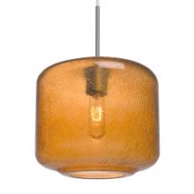  1JC-NILES10AM-SN-L - Besa Niles 10 Pendant, Amber Bubble, Satin Nickel Finish, 1x60W Medium Base T10, 15Ft