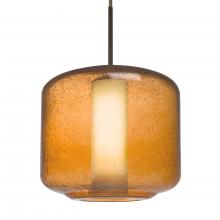  1JC-NILES10AO-BR-L - Besa Niles 10 Pendant, Amber Bubble/Opal, Bronze Finish, 1x60W Medium Base T10, 15Ft.