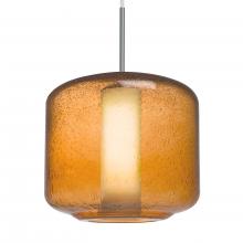  1JC-NILES10AO-SN-L - Besa Niles 10 Pendant, Amber Bubble/Opal, Satin Nickel Finish, 1x60W Medium Base T10,