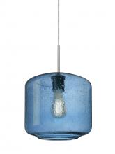  1JC-NILES10BL-EDIL-SN-L - Besa Niles 10 Pendant, Blue Bubble, Satin Nickel Finish, 1x4W LED Filament, 15Ft. Cor