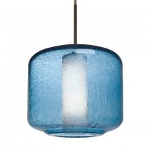  1JC-NILES10BO-BR-L - Besa Niles 10 Pendant, Blue Bubble/Opal, Bronze Finish, 1x60W Medium Base T10, 15Ft.