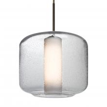  1JC-NILES10CO-BR-L - Besa Niles 10 Pendant, Clear Bubble/Opal, Bronze Finish, 1x60W Medium Base T10, 15Ft.