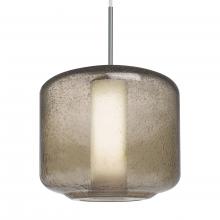  1JC-NILES10SO-LED-SN-L - Besa Niles 10 Pendant, Smoke Bubble/Opal, Satin Nickel Finish, 1x5W LED, 15Ft. Cord