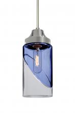  1JT-BLINKBL-SN - Besa, Blink Cord Pendant, Trans. Blue/Clear, Satin Nickel Finish, 1x60W Medium Base