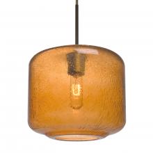  1JT-NILES10AM-BR-L - Besa Niles 10 Pendant, Amber Bubble, Bronze Finish, 1x60W Medium Base T10, 15Ft. Cord