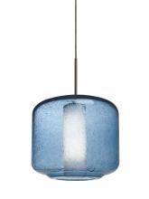  1JT-NILES10BO-LED-BR - Besa Niles 10 Pendant, Blue Bubble/Opal, Bronze Finish, 1x5W LED