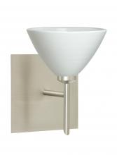  1SW-1743KR-LED-SN-SQ - Besa Wall With SQ Canopy Domi Satin Nickel Chalk 1x5W LED