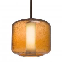  1TT-NILES10AO-BR-L - Besa Niles 10 Pendant, Amber Bubble/Opal, Bronze Finish, 1x60W Medium Base T10, 15Ft.