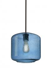  1TT-NILES10BL-EDIL-BR-L - Besa Niles 10 Pendant, Blue Bubble, Bronze Finish, 1x4W LED Filament, 15Ft. Cord