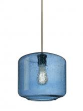  1TT-NILES10BL-EDIL-SN-L - Besa Niles 10 Pendant, Blue Bubble, Satin Nickel Finish, 1x4W LED Filament, 15Ft. Cor