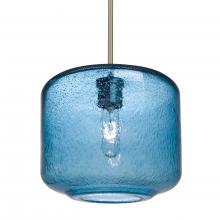  1TT-NILES10BL-SN-L - Besa Niles 10 Pendant, Blue Bubble, Satin Nickel Finish, 1x60W Medium Base T10, 15Ft.