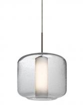  1JT-NILES10CO-EDIL-BR - Besa Niles 10 Pendant, Clear Bubble/Opal, Bronze Finish, 1x7W LED Filament