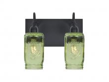  2WG-MILO4GR-BK - Besa Milo 4 Vanity, Green, Black Finish, 2x60W Medium Base