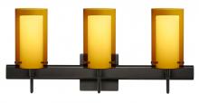  3SW-G44007-LED-BR-SQ - Besa Pahu 4 Wall With SQ Canopy 3SW Transparent Armagnac/Opal Bronze 3x5W LED