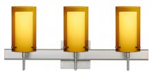  3SW-G44007-LED-SN-SQ - Besa Pahu 4 Wall With SQ Canopy 3SW Transparent Armagnac/Opal Satin Nickel 3x5W LED