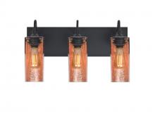  3WG-DUKECF-EDIL-BK - Besa Duke Vanity, Copper Foil, Black Finish, 3x7W LED Filament