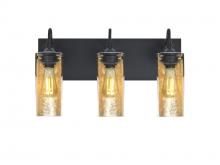  3WG-DUKEGF-EDIL-BK - Besa Duke Vanity, Gold Foil, Black Finish, 3x7W LED Filament