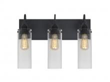  3WG-JUNI10CL-EDIL-BK - Besa Juni 10 Vanity, Clear Bubble, Black Finish, 3x7W LED Filament