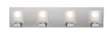  4WF-BOLOFR-LED-SN - Besa, Bolo Vanity, Clear/Frost, Satin Nickel Finish, 4x5W LED