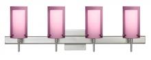  4SW-A44007-LED-SN-SQ - Besa Pahu 4 Wall With SQ Canopy 4SW Transparent Amethyst/Opal Satin Nickel 4x5W LED