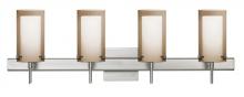  4SW-S44007-SN-SQ - Besa Pahu 4 Wall With SQ Canopy 4SW Transparent Smoke/Opal Satin Nickel 4x40W G9