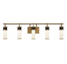  8-1638-5-143 - Abel 5-Light LED Bathroom Vanity Light in Matte Black with Warm Brass Accents