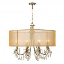  5628-AB - Hampton 8 Light Drum Shade Antique Brass Chandelier