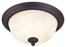  6230900 - 13 in. 2 Light Flush Oil Rubbed Bronze Finish White Alabaster Glass