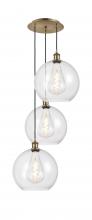  113B-3P-AB-G122-12 - Athens - 3 Light - 18 inch - Antique Brass - Cord Hung - Multi Pendant