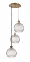  113B-3P-AB-G122C-8CL - Athens - 3 Light - 15 inch - Antique Brass - Cord Hung - Multi Pendant