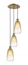 Innovations Lighting 113B-3P-AB-G480-6AM - Brookhaven Almond - 3 Light - 13 inch - Antique Brass - Cord Hung - Multi Pendant