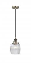  201CSW-AB-G302-LED - Colton - 1 Light - 6 inch - Antique Brass - Cord hung - Mini Pendant