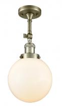  201F-AB-G201-8-LED - Beacon - 1 Light - 8 inch - Antique Brass - Semi-Flush Mount