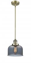  201S-AB-G73-LED - Bell - 1 Light - 8 inch - Antique Brass - Stem Hung - Mini Pendant