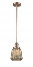  201S-AC-G146 - Chatham - 1 Light - 7 inch - Antique Copper - Stem Hung - Mini Pendant