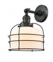  203-BK-G71-CE - Bell Cage - 1 Light - 9 inch - Matte Black - Sconce