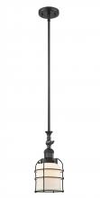  206-BK-G51-CE - Bell Cage - 1 Light - 6 inch - Matte Black - Stem Hung - Mini Pendant