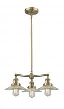  207-AB-G2-LED - Halophane - 3 Light - 22 inch - Antique Brass - Stem Hung - Chandelier