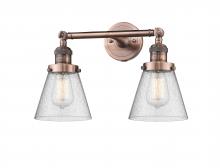  208-AC-G64 - Cone - 2 Light - 16 inch - Antique Copper - Bath Vanity Light