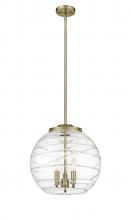  221-3S-AB-G1213-16-LED - Athens Deco Swirl - 3 Light - 16 inch - Antique Brass - Cord hung - Pendant